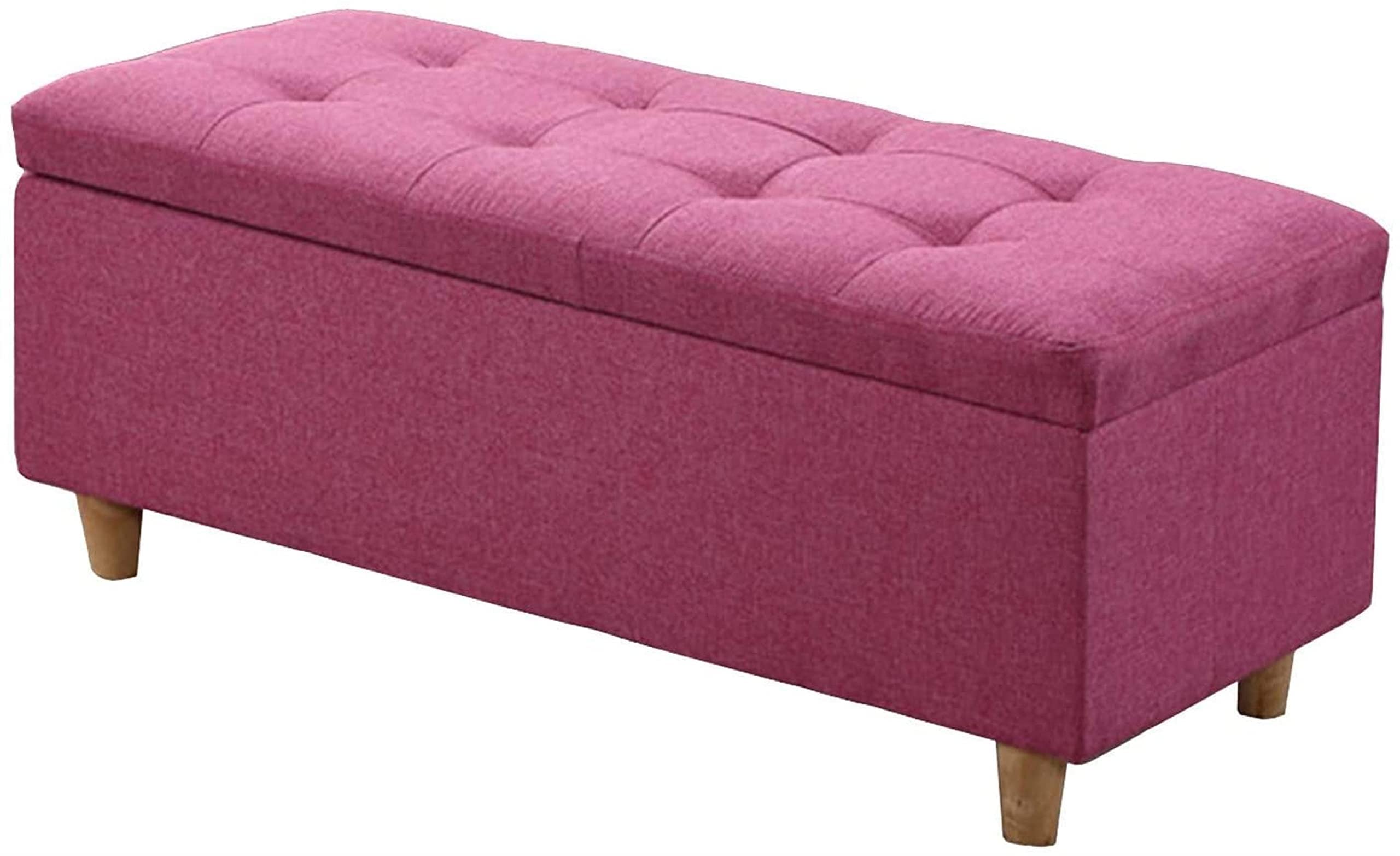 LMMIAOZ Fabric Storage Bench Footrest with Flip Lid 31 Inch Square Shoe Storage Stool