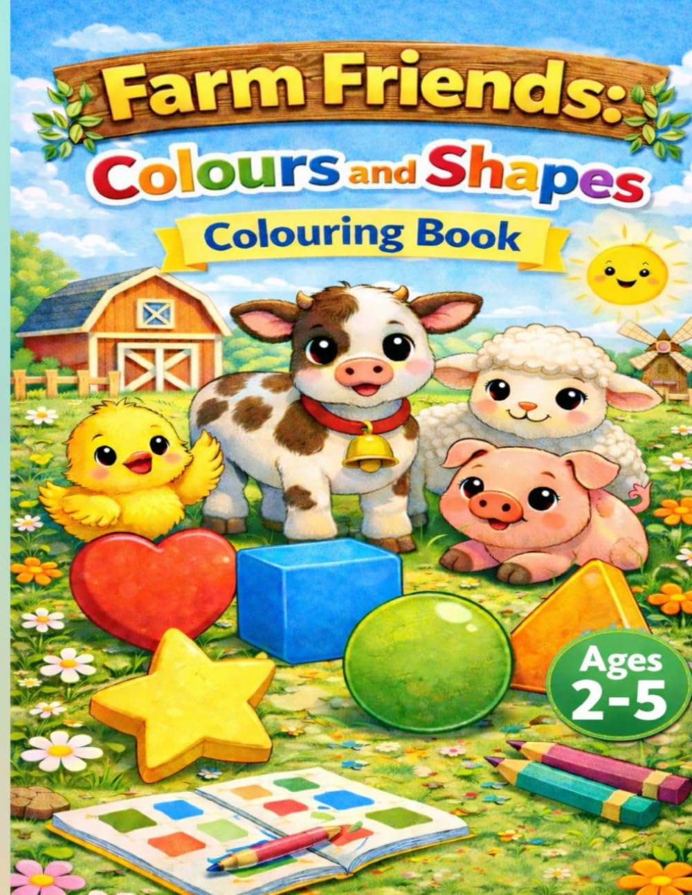Farm Friends: Colours and Shapes: A Fun and Educational Colouring Book for Toddlers age 2-5