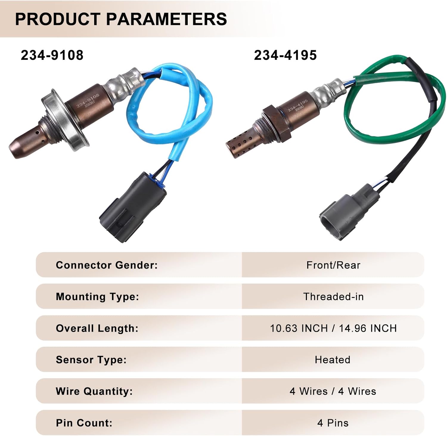 Oxygen O2 Sensor Upstream Downstream Fits for Subaru Forester 2011 2012 2013 2.5L H4, for Subaru Impreza 2010 2011 2012 2013 2014 2.5L H4 - O2 Sensors Replace 234-9108 234-4195 Set of 2