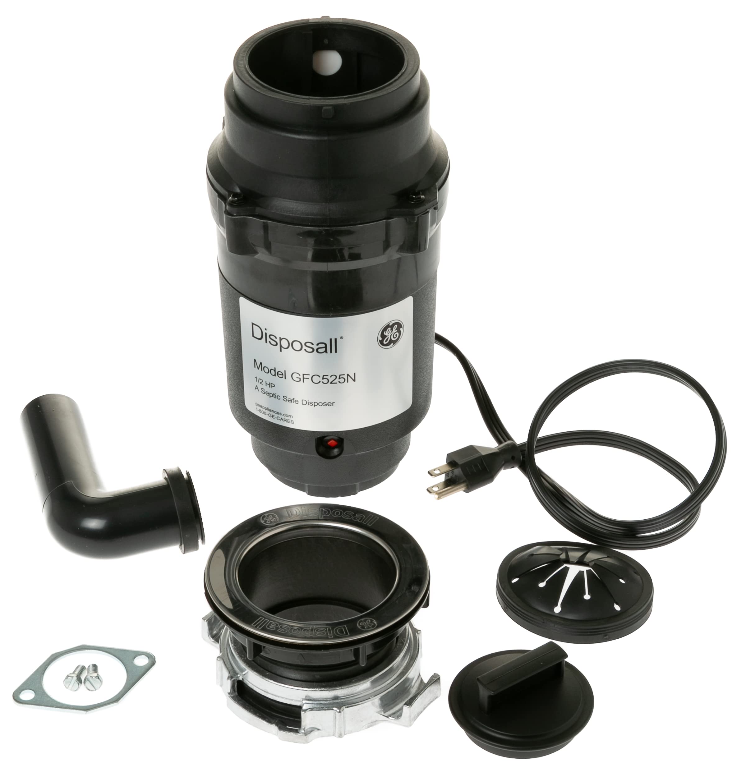 GE GFC525N Broyeur à Alimentation Continue 1/2 HP, Noir