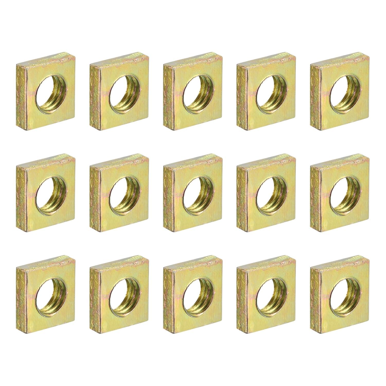M6-1x3.2 Square Nuts, Carbon Steel Zinc Plated Coarse Thread Square Nuts Fasteners for Home Repairs and Professional Engineering (15)