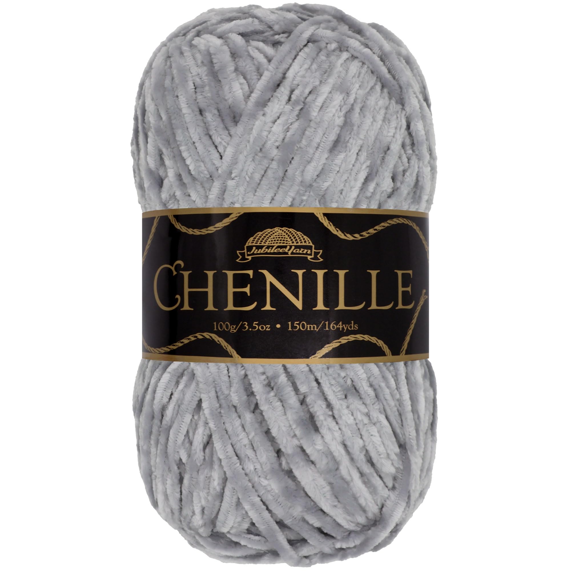 JubileeYarn Chenille Yarn - Worsted Weight - 100g/Skein - Relic - Pale Silver Grey Velvet - Crochet and Knitting Yarn - 1 Skein