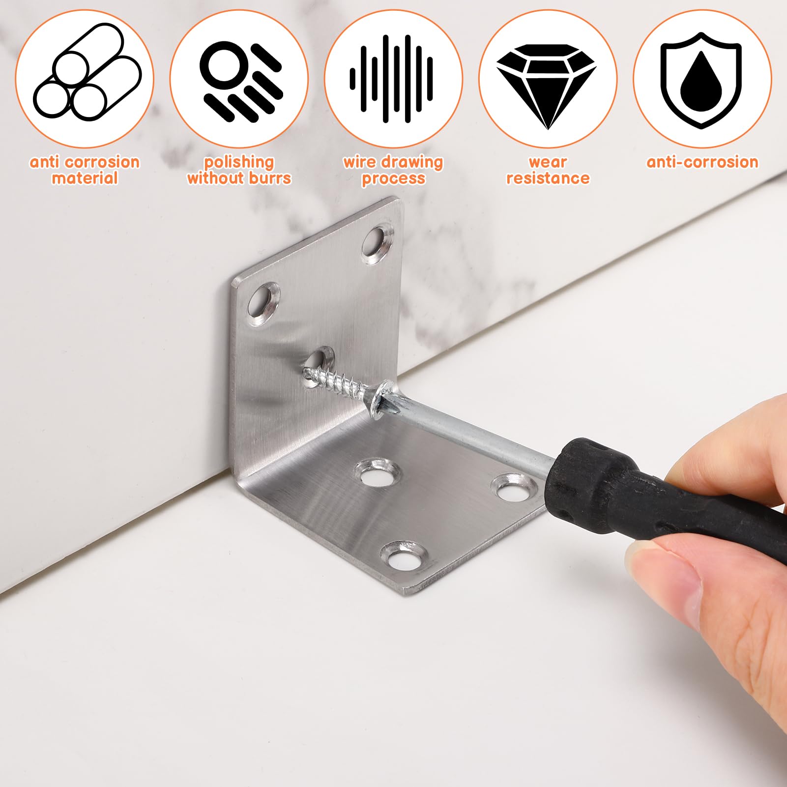 16Pcs Metal Brackets for Wood 8 L Shaped Angle Connector and 8 Flat Joining Plates, Heavy Duty Sleeper Brackets - Image 4