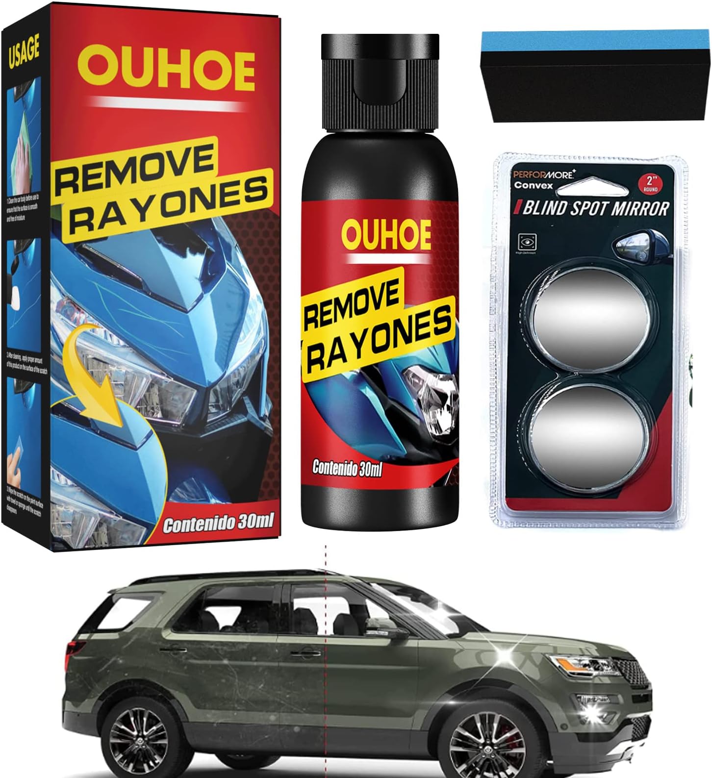 Supociam Car Nano Repair Spray, Car Scratch Repair Nano Spray, Protective & Swirl Removal Polish with Sponge to Remove Any Scratch