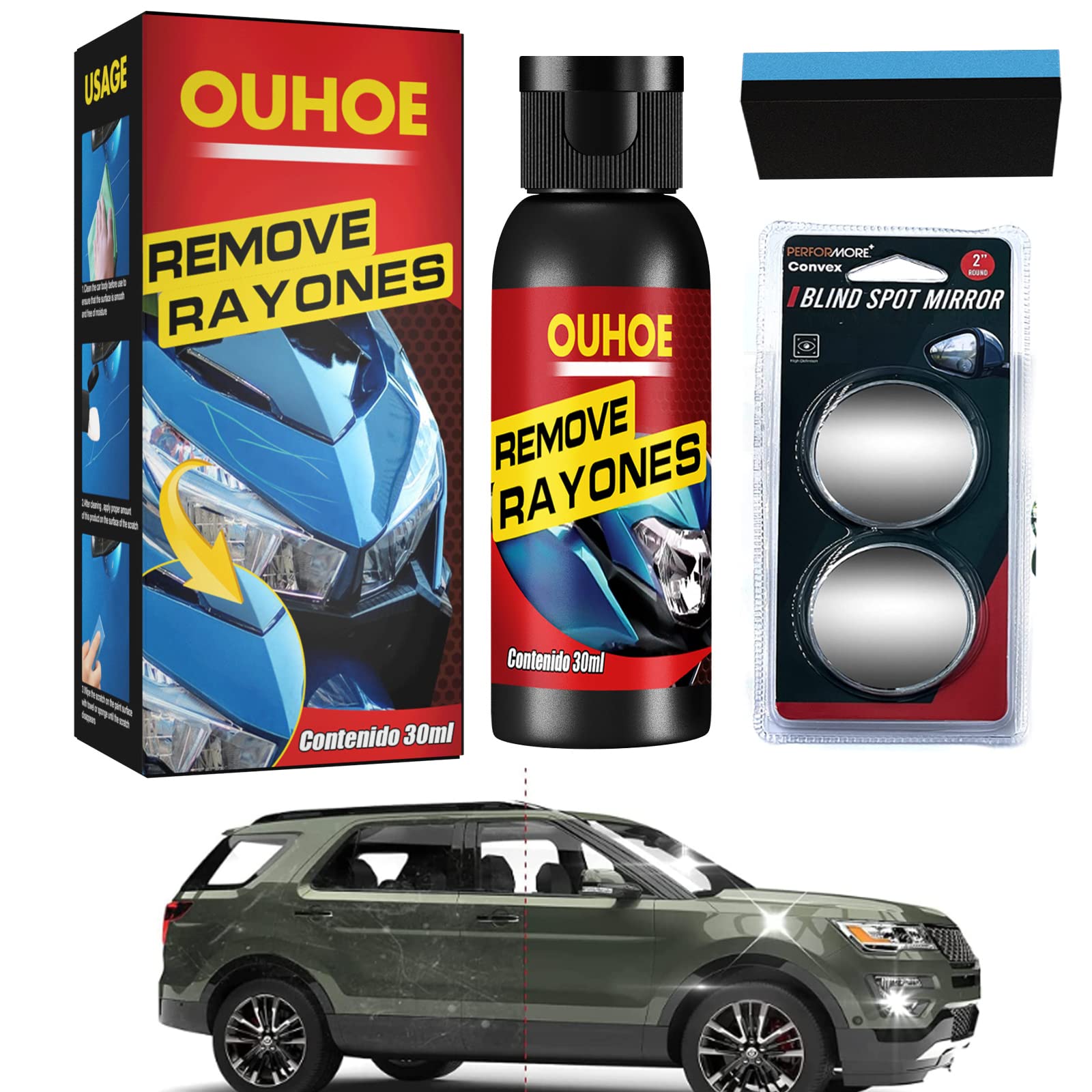 Supociam Car Nano Repair Spray, Car Scratch Repair Nano Spray, Protective & Swirl Removal Polish with Sponge to Remove Any Scratch
