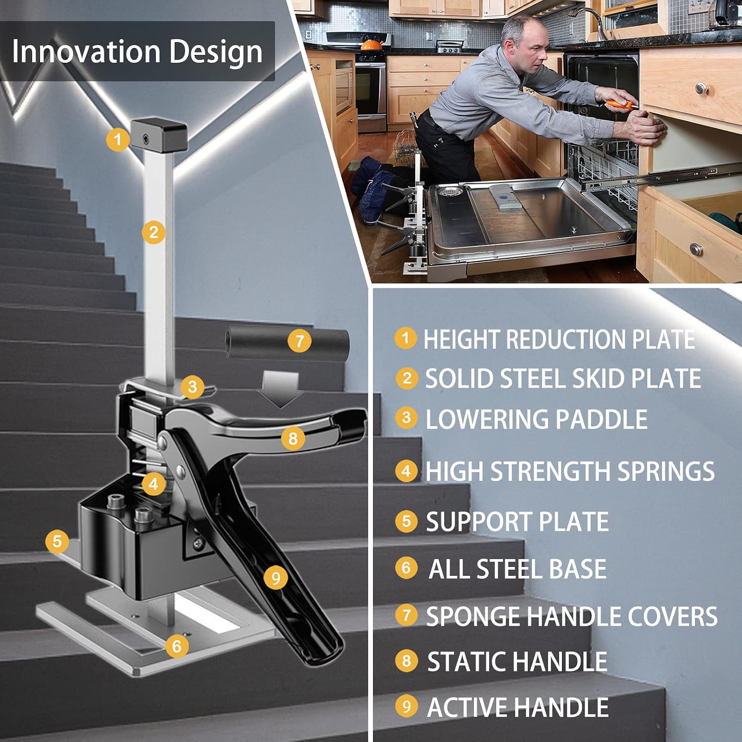 Labor Saving Arm Jack 2 Packs, 12-inch Arm Tool Lift, Drywall Lift, Hand Jack Lift Tool for Wall Tile Lift and Positioning Aid, Multi-Function Cabinet Jack Board Lifter, Men's Labor-Saving Tool