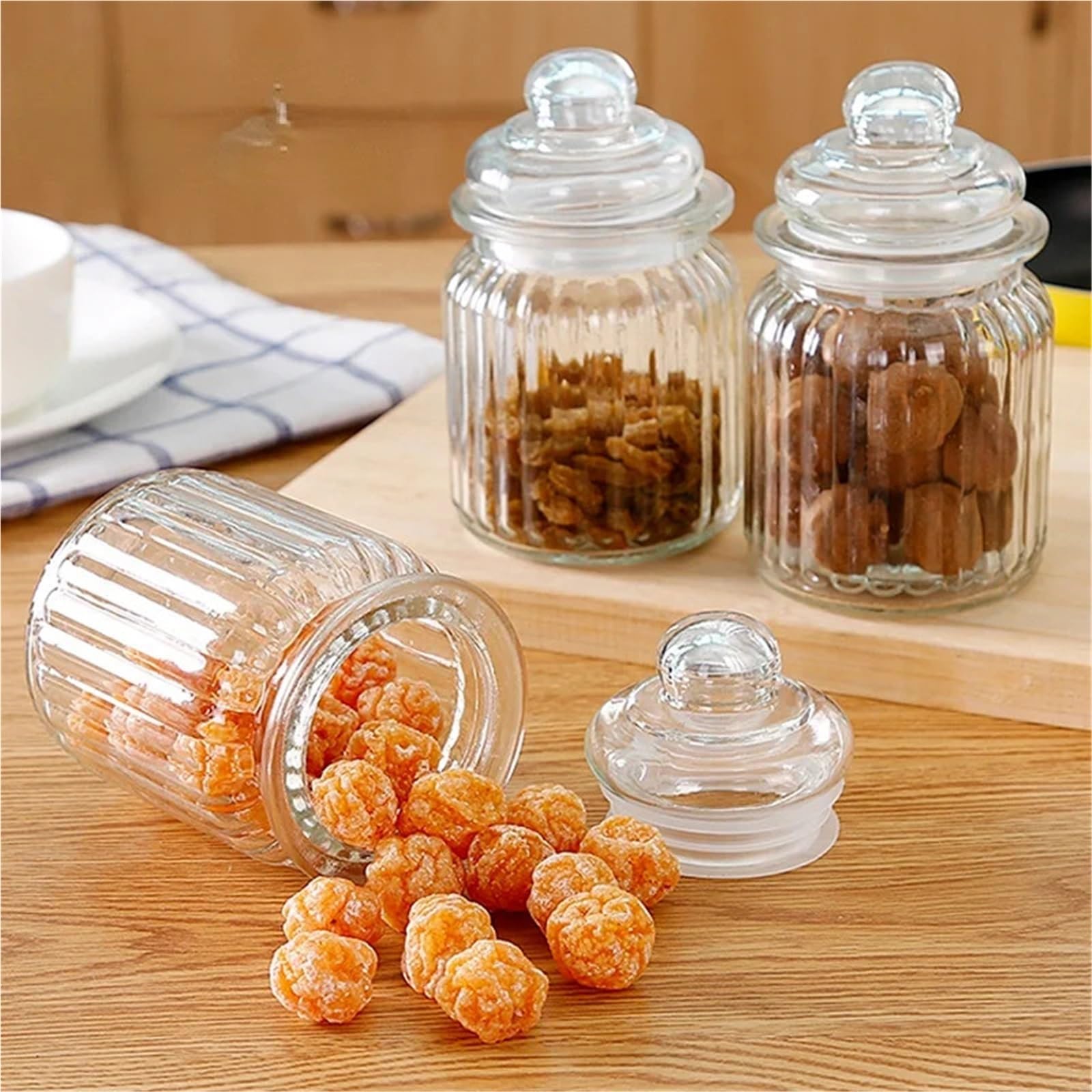3 stücke Glas Candy Jar Versiegelt Transparent Getrocknete Obst Lagerung Flasche FüR TrockenfrüChte