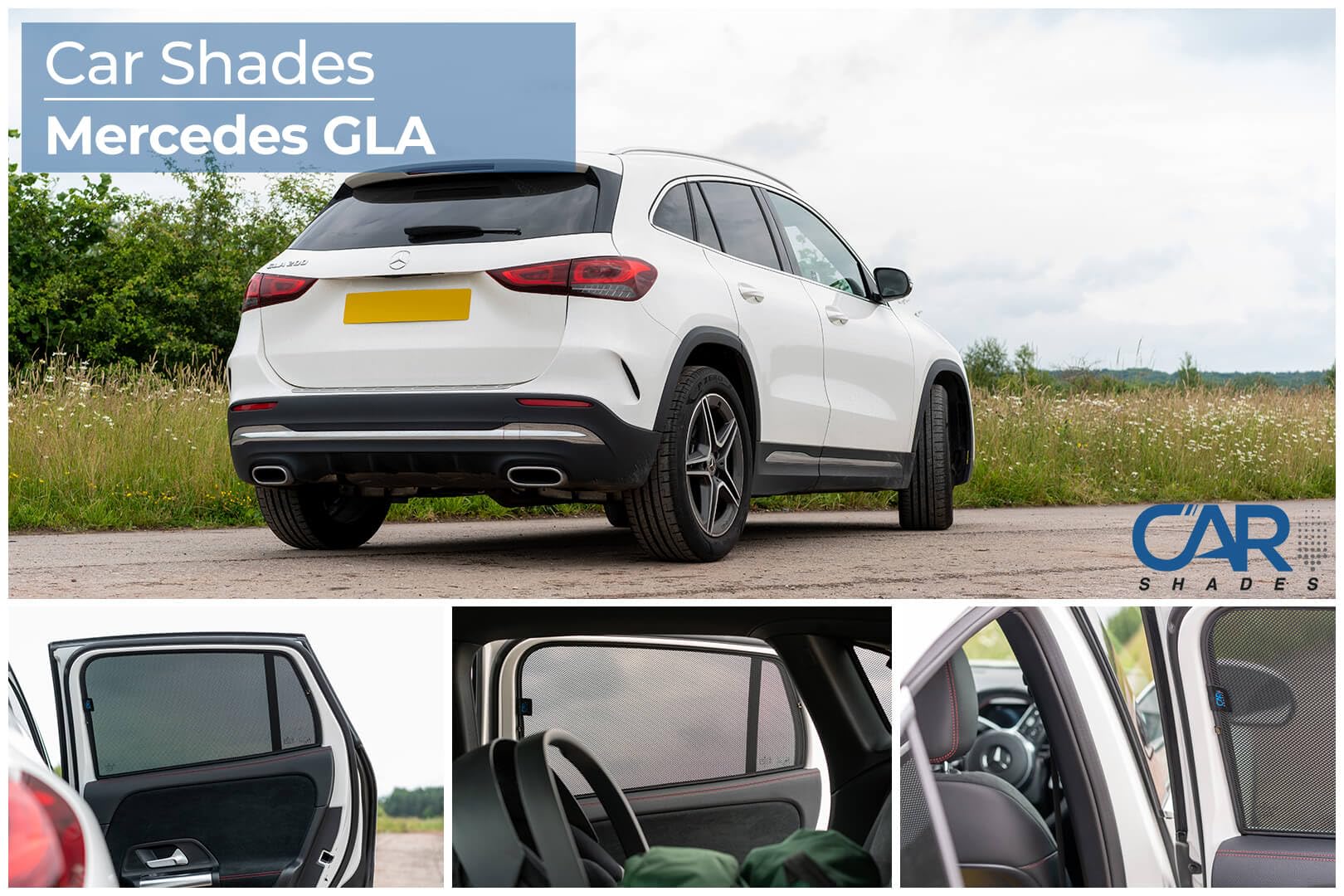 CAR SHADES zestaw (tylne drzwi boczne) kompatybilny z Mercedes GLA (H247) 2020- (2 sztuki) - niestandardowe osłony przeciwsłoneczne do samochodów