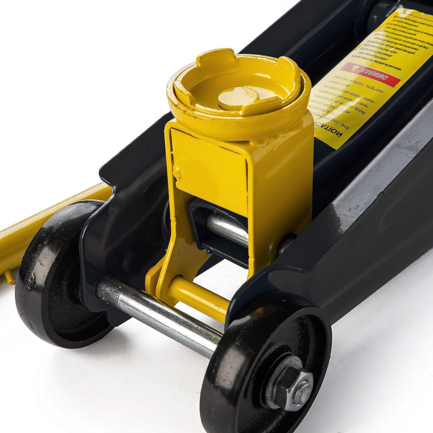 Cric Sollevatore Idraulico Auto Martinetto 2t Ruote Bidirezionali Cuscinetto Assetto Ribassato Professionale Veicoli Auto Moto Valigetta Nero Giallo