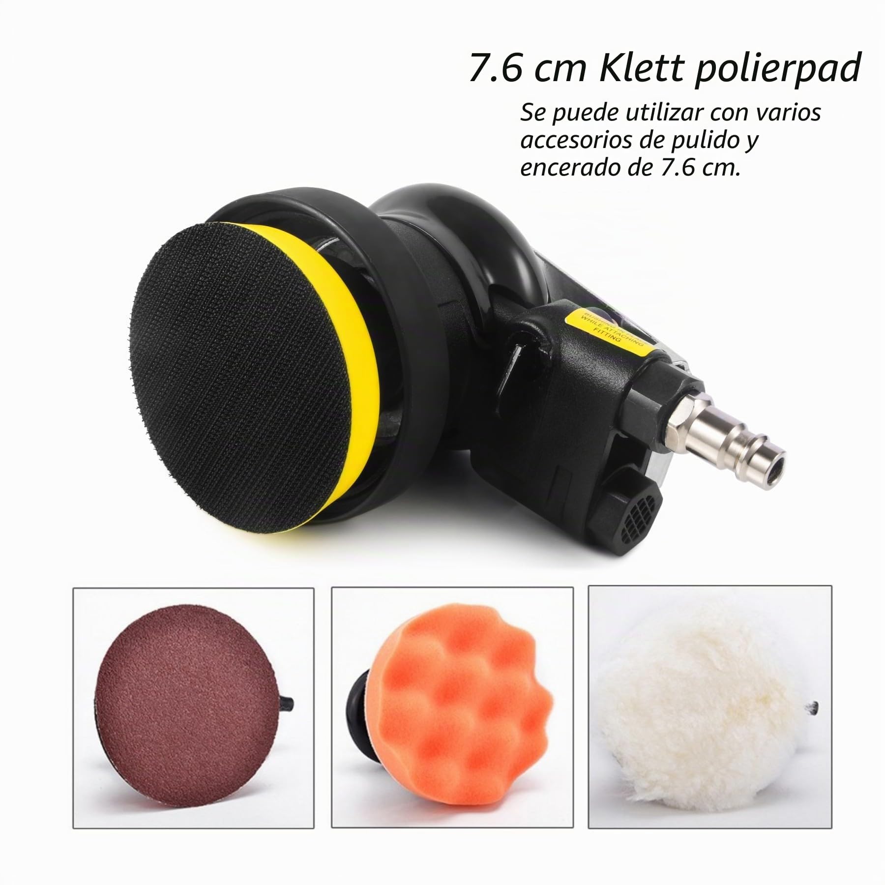 Lijadora excéntrica de aire comprimido de 75 mm (3"), 10000 RPM, profesional, minilijadora de aire comprimido, máquina pulidora para coche, muebles, madera