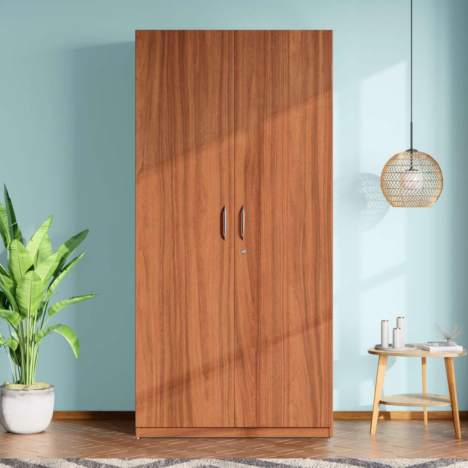 GODREJ INTERIO Wardrobe Alina 800W 2-Door Engineered Wood Wardrobe for Clothes (Walnut), 1-Year Warranty, 1 Drawer, 2 Shelves-image-9