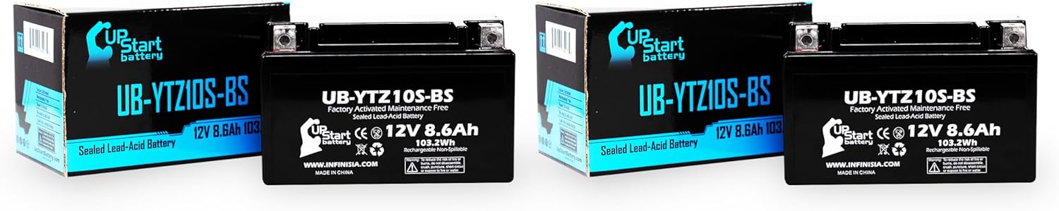 2-Pack Replacement for 2008 Yamaha YZF-R6 (excl. R6S) 600CC Factory Activated, Maintenance Free, Motorcycle Battery - 12V, 8.6Ah, UB-YTZ10S-BS