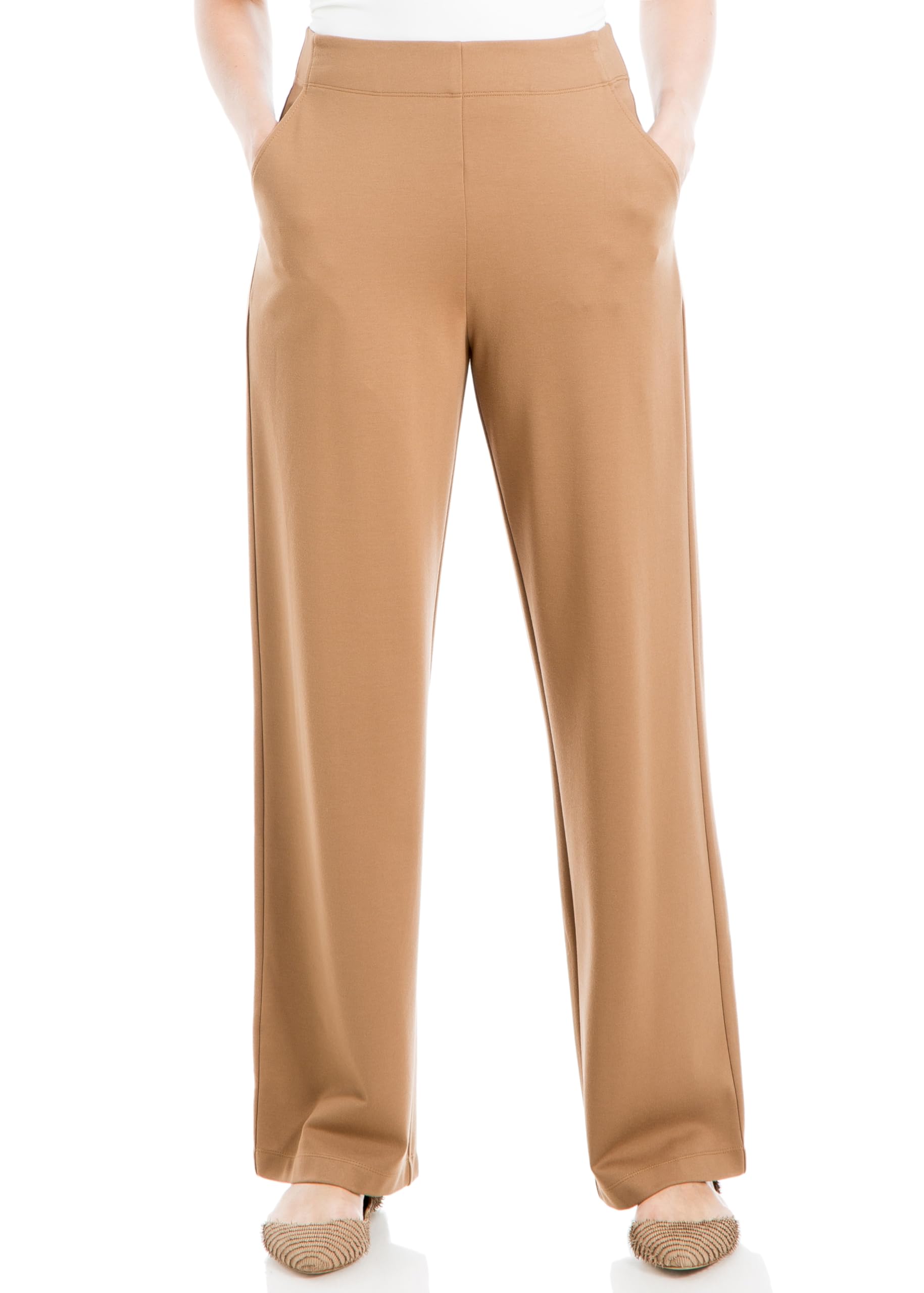 Max Studio Womens Slacks Cropped Wide Easy Leg Pull-On Pants US X-Large Vicuna