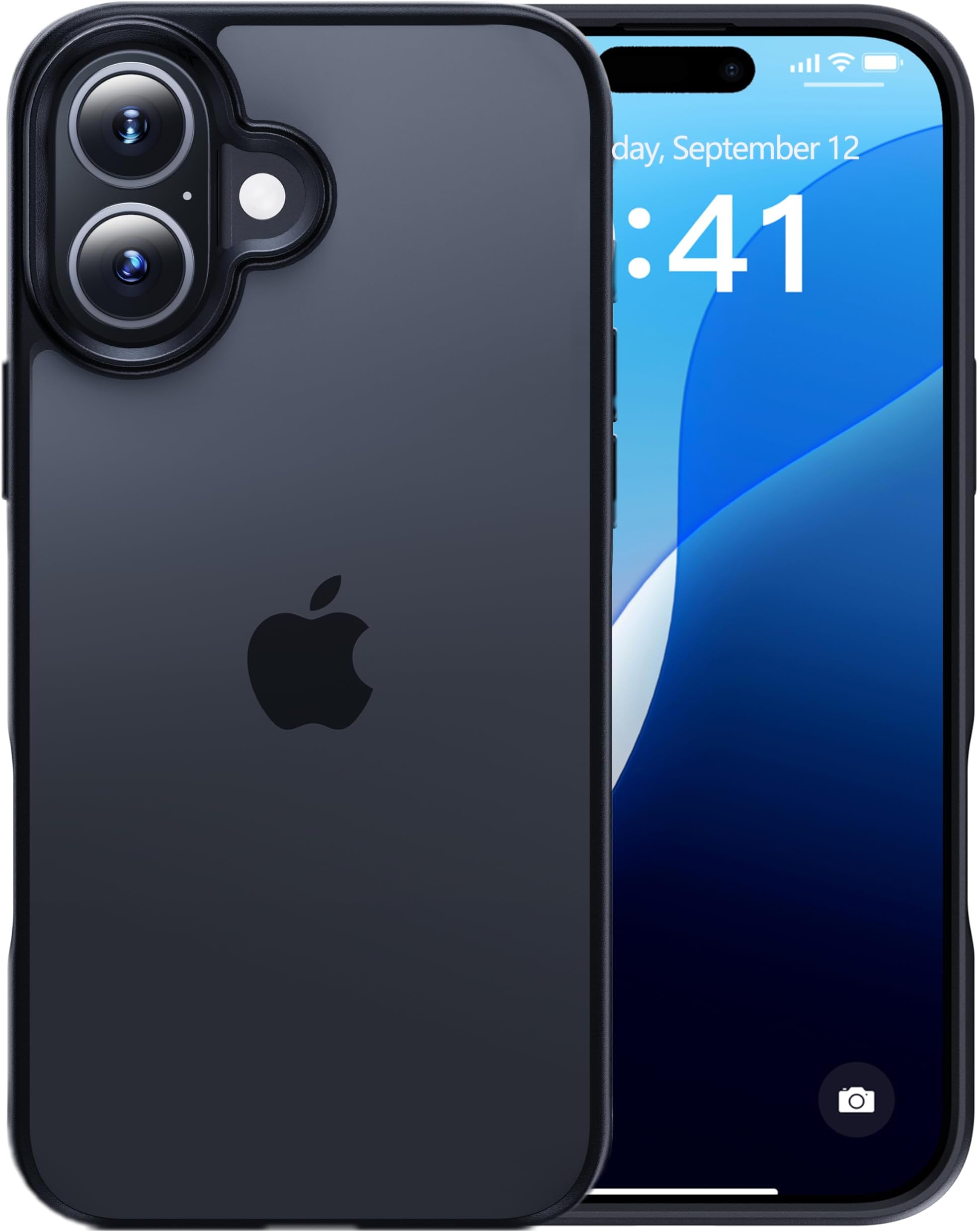 CASEKOO Armor Shockproof Designed for iPhone 16 Case [12FT Military Grade Protection] Matte Finish Protective Phone Case Anti-Fingerprint Thin Slim Hard Cover for iPhone 16 - Black