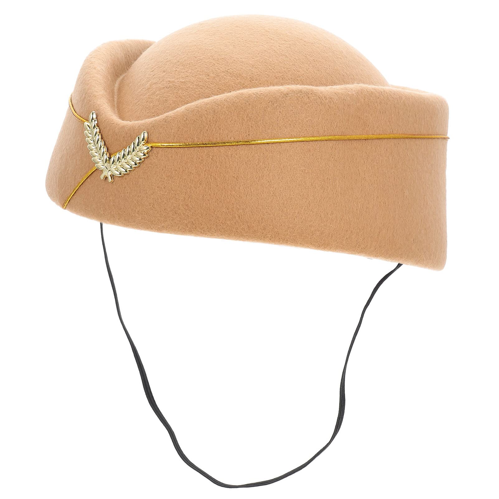 AOKWAWALIY Flight Attendant Beret Air Hostess Cap Flight Attendant Hat Felt Stewardess Cap Stewardess Uniform Hat Air Hostess Beret Hat Airplane Hostess Hat for Performance Dance Band Khaki
