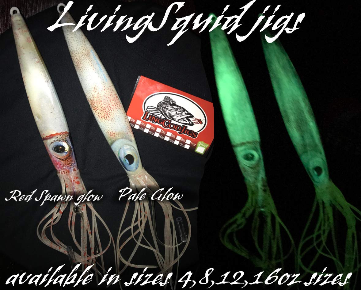 Set of 2-- 16 Oz Realistic Squid Heavy Jig for Lingcod Grouper Halibut Rockfish Fishing