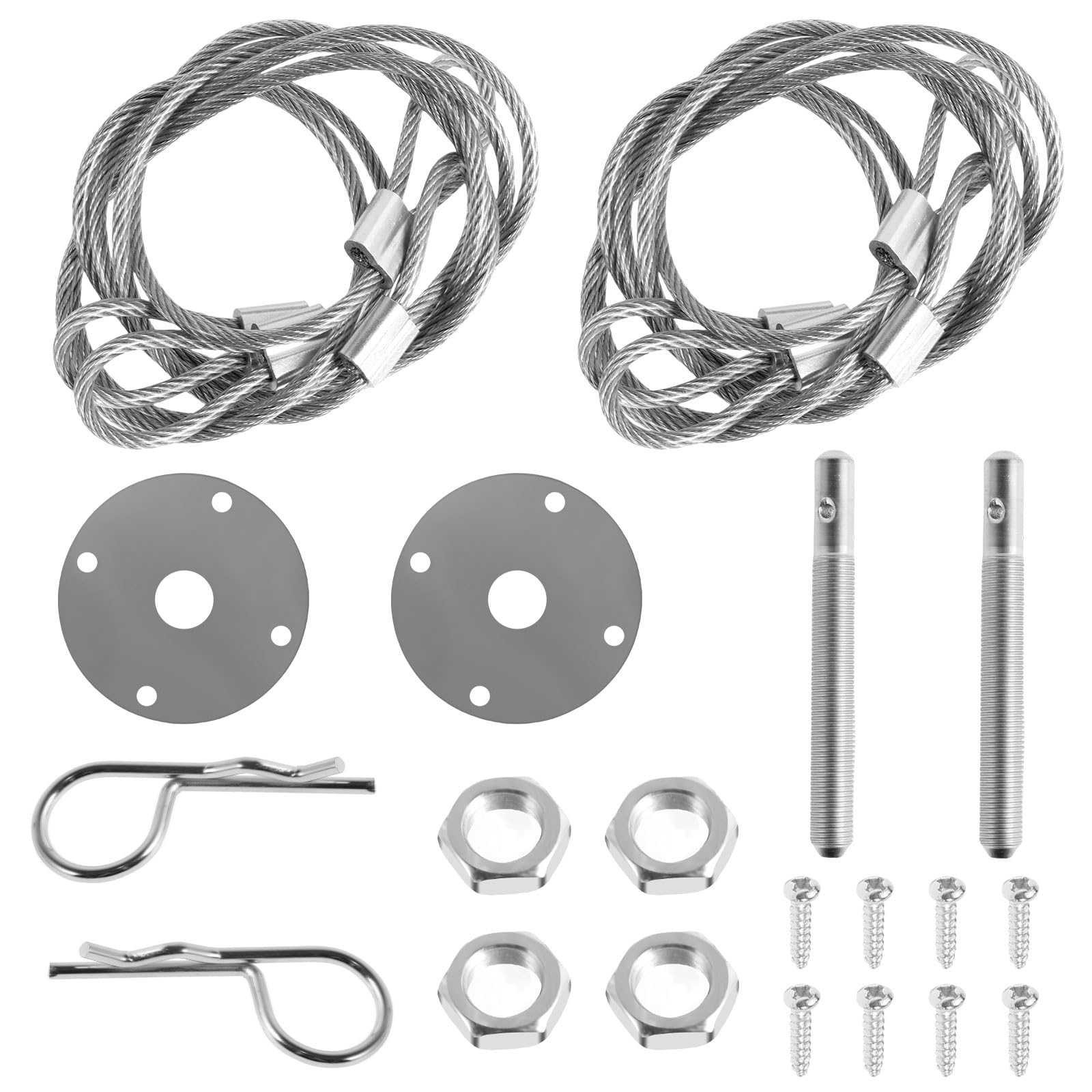 KTZCTPCA Car Hood Pins Kit, Universal Car Accessories Stainless Steel Engine Hood Pin Plate Bonnet Lock Clip Kit, Car Racing Hood Pin Lock Modified Accessory for Car Modification