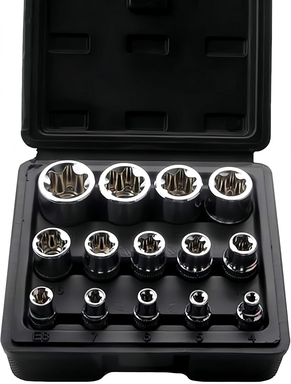 14PCS Female E-Torx Star Socket Set with Case, 6.3, 10, 12.5mm Drive ...