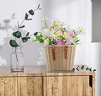 Vista 6 de ZUKKA Cesta de Bicicleta Tejida Cesta de Bicicleta para Bicicletas de Adultos Delantero/Manillar de Bicicleta para Niños con Correas de Cuero