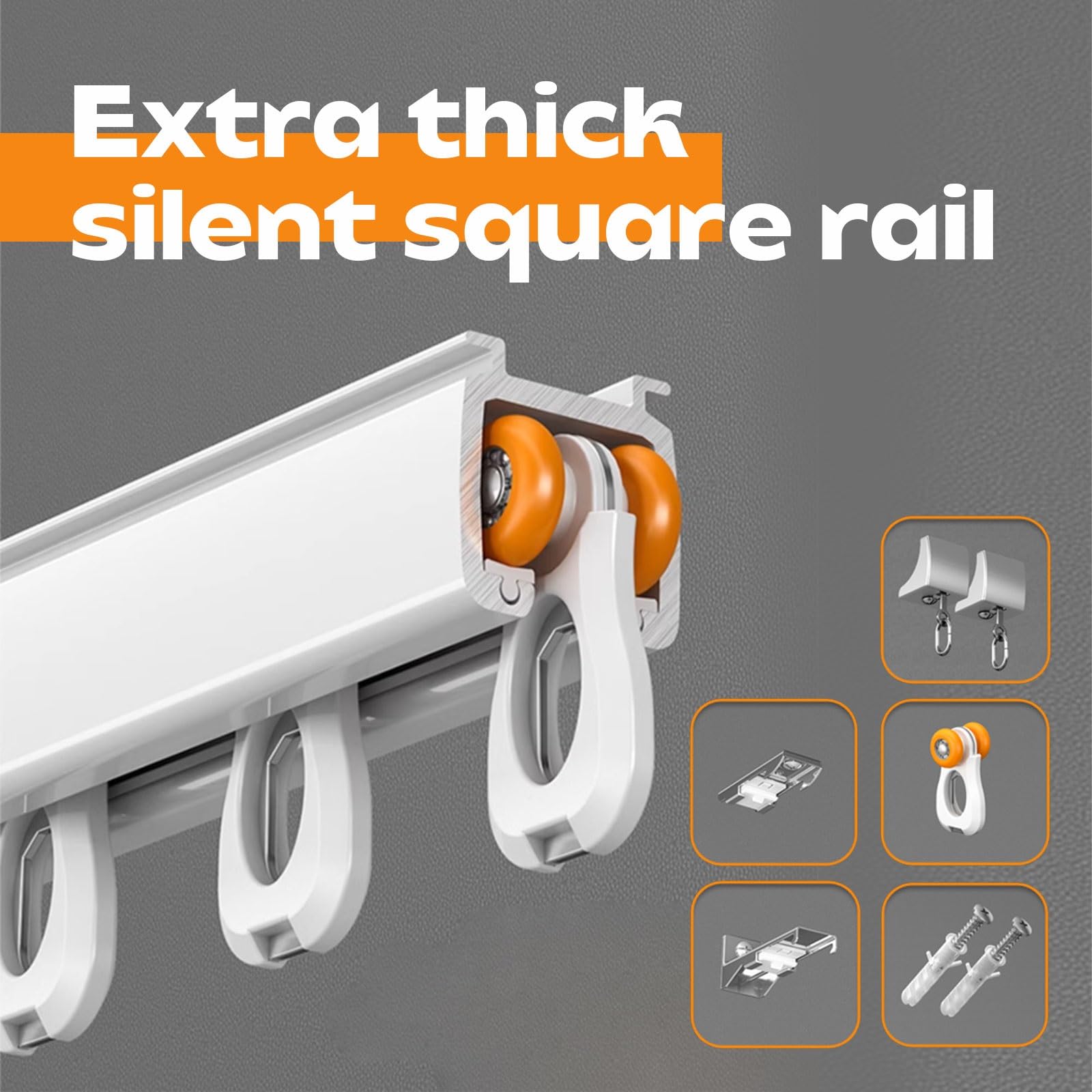 Rail à Rideaux Robuste en Aluminium, tringles à Rideaux avec roulettes silencieuses, Montage Mural ou au Plafond, pour cloison de séparation, Rideau de Douche, Baies vitrées, Camping-Car (n