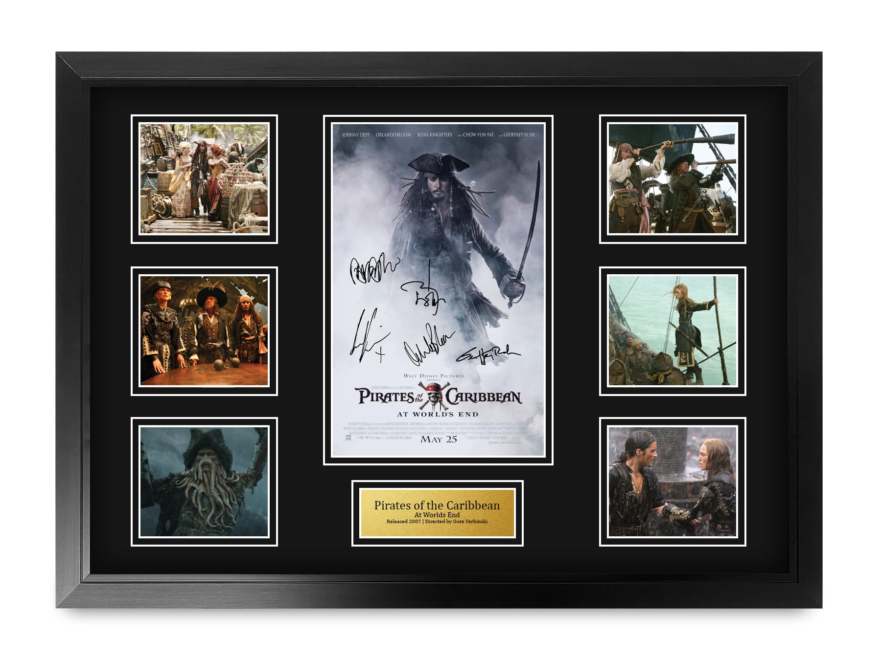 HWC Trading Pirates of the Caribbean 3 At Worlds End Jonny Depp Gifts Printed Poster Signed Autograph Picture for Movie Memorabilia Fans - A2 Framed (ID-006546)