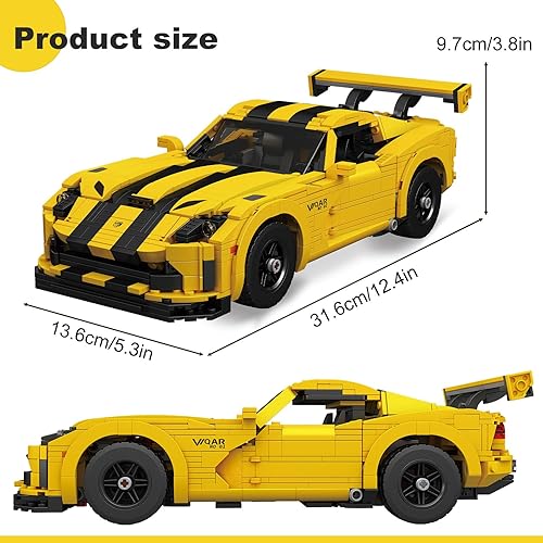 Miniatura 4 de Mould King 10046 Supercar - Kits de bloques de construcción, modelos de autos Dodge Viper para niños y adultos, regalo de automóvil MOC para