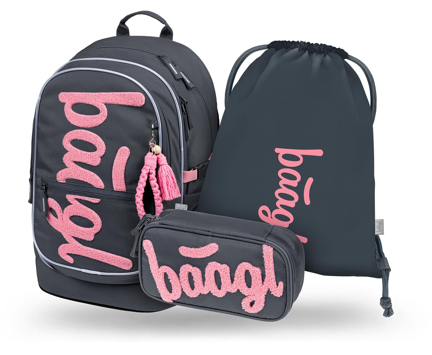Baagl Zaino per la scuola, set da 3 pezzi, borsa per la scuola elementare, scuole elementari con cintura toracica, zaino ergonomico per la scuola