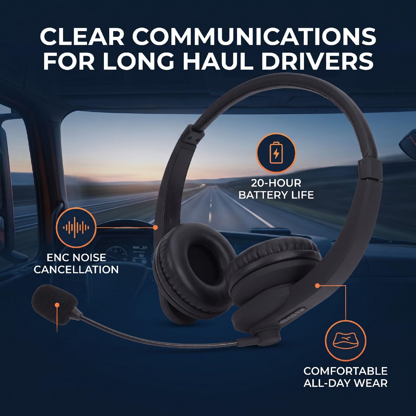 SENECESLI Casque Bluetooth Trucker, Casque sans Fil avec Microphone