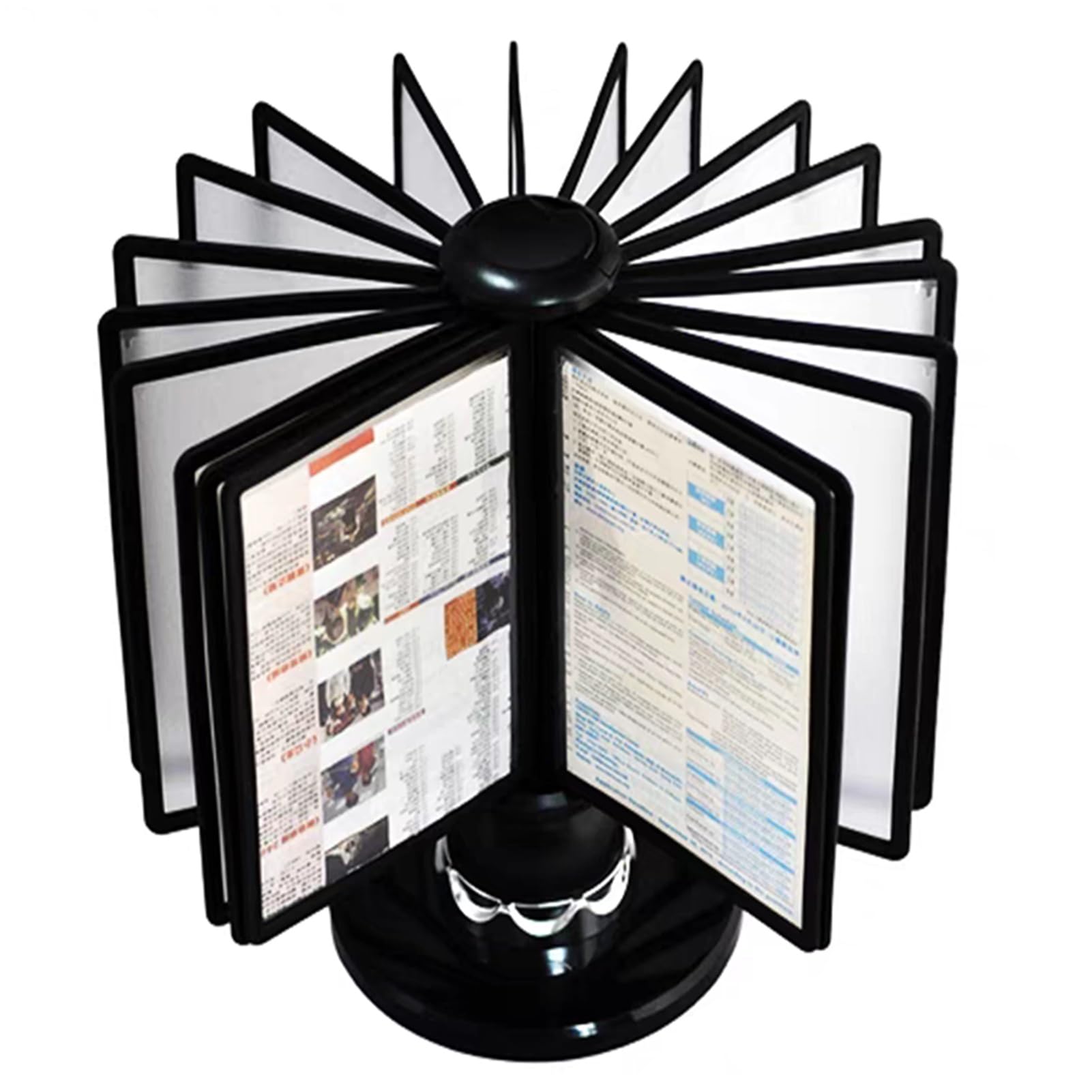 IUokLU Desktop Reference System, 20 Double-Sided Panels, 40 Sheet Capacity, Catalog Display Rack, for Office/Home Display and Storage A4 Documents, Space Saving,Folders (Black 20 pages)