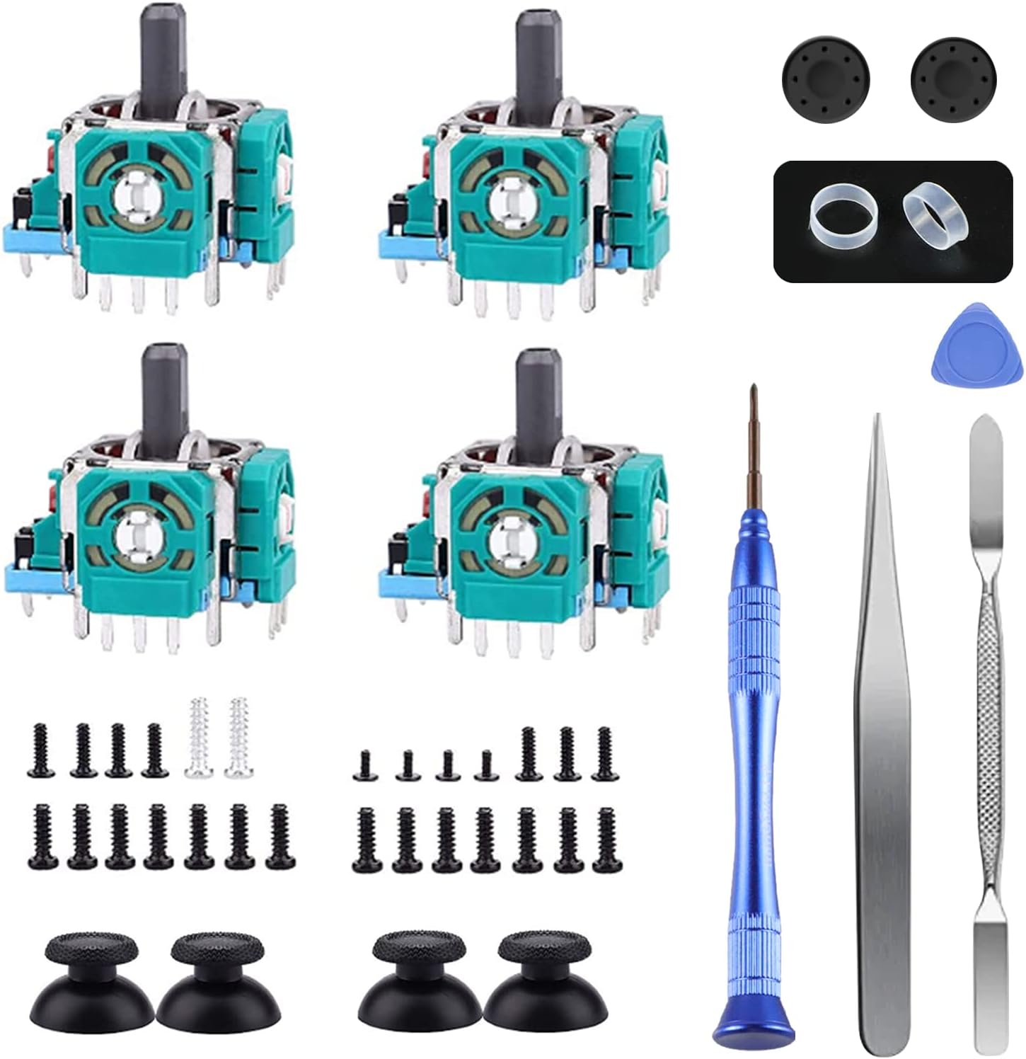 Joysticks Replacement for P5 Controller, AOLION 3D Joystick Module Parts Compatible with P5 51 PCS Controller parts 4 Joystick, Thumbstick, 10 Protective Ring and More,blue