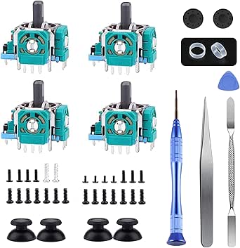 Joysticks Replacement for PS5 Controller, AOLION 3D Joystick Module Parts Compatible with Playstation 5 DualSense 51 PCS Controller parts 4 Joystick, Thumbstick, 10 Protective Ring and More,blue