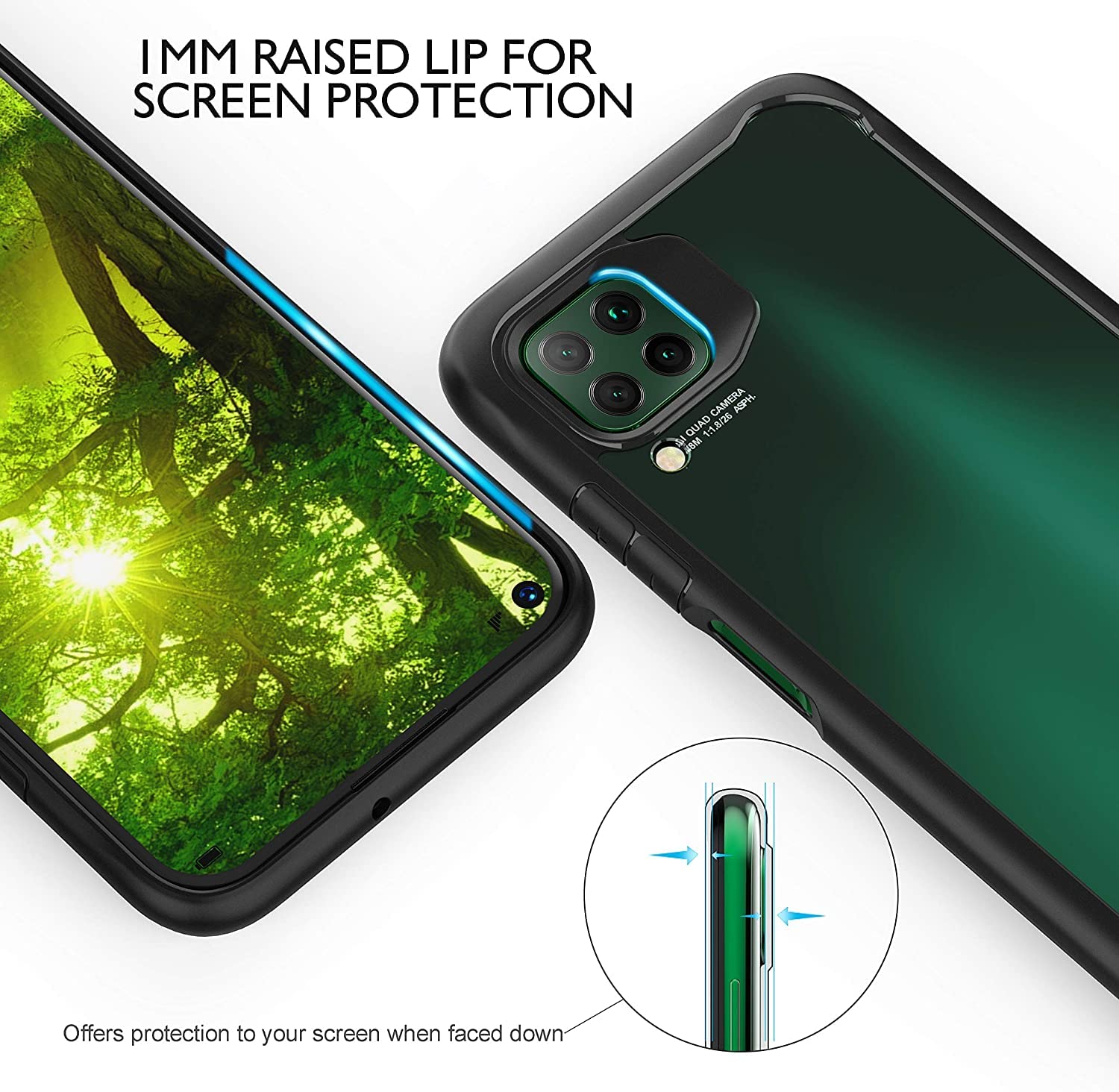 ORETECH Cover Huawei P40 PRO, Custodia Huawei P40 PRO Hybrid Trasparente Cover, Silicone Soft TPU Anti Scratch Antiurto Ultra Sottile Case Compatibile con Huawei P40 PRO - Nero