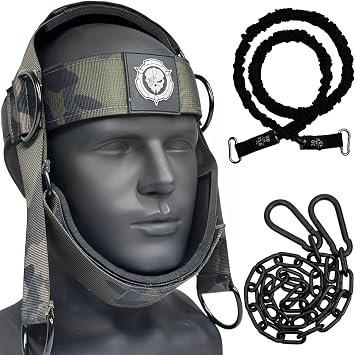 Neck Harness for Increases Neck Core Strength - Neck Exerciser with 30" Heavy Duty Steel Chain for Safely Lifting Weights Up to 280 lbs