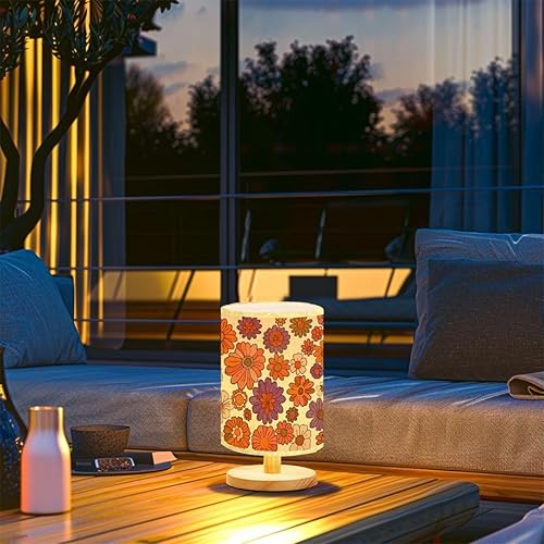 Miniatura 4 de Lámpara de noche para dormitorio, flores de los años 70, juego de estética hippie con elementos florales, estilo retro, lámpara pequeña de los años