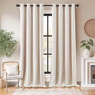 JINCHAN Linen Blackout Curtains for Bedroom 244CM Long