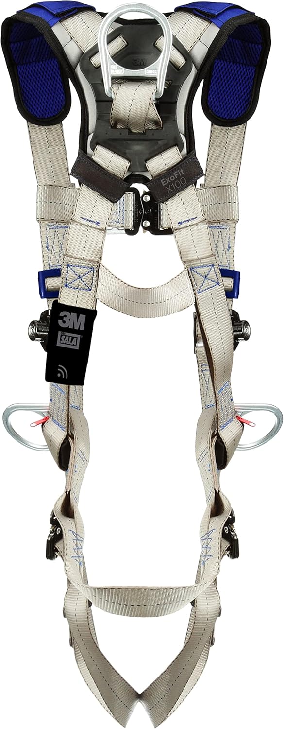 DBI-Sala ExoFit X100 Climbing/Positioning Safety Harness Fall Protection, OSHA, ANSI, Front, Back, and Hip D-Rings, Quick Connect Chest and Leg Buckles, 1401039, 2X