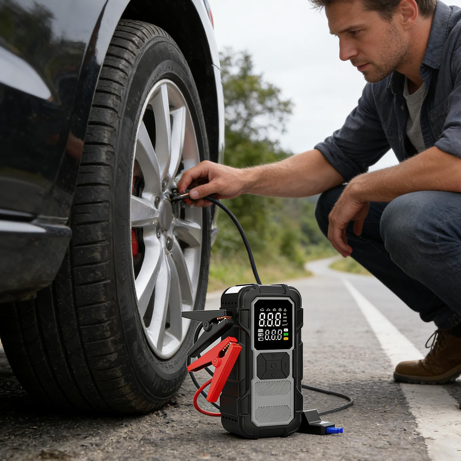 Avviatore di Emergenza Portatile 4000A con Cavi | Starter di Emergenza per Batterie Auto Scariche Per Professionisti, Autisti, Guida Quotidiana, Viaggi Lunghi, Strada Urbana