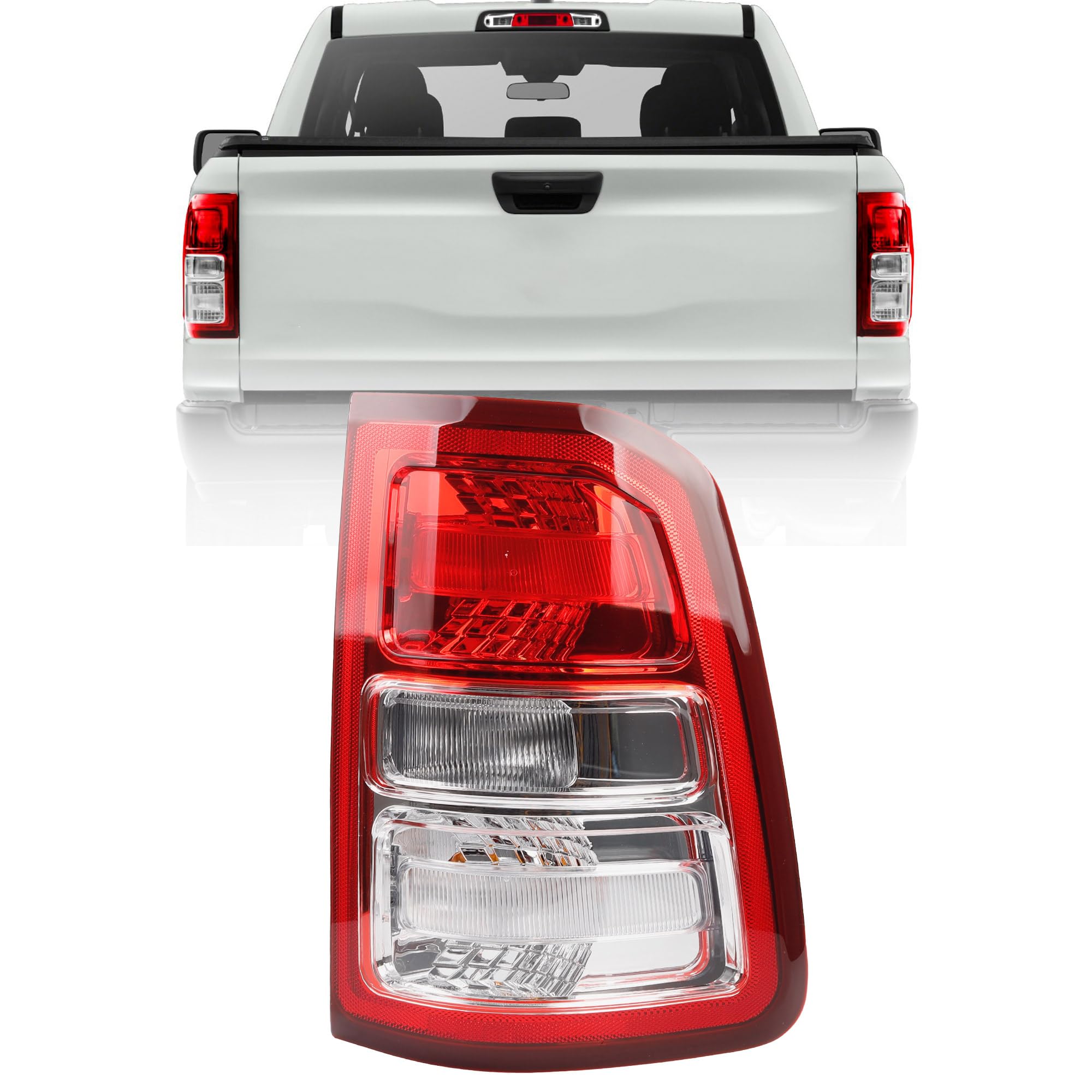 Dasbecan Right Side Tail Light Assembly W/Light Bulbs Compatible with 2019-2023 Dodge Ram 1500 Big Horn/Tradesman Passenger Side Rear Lamp Replaces# CH2801221 55112988AE Halogen Type