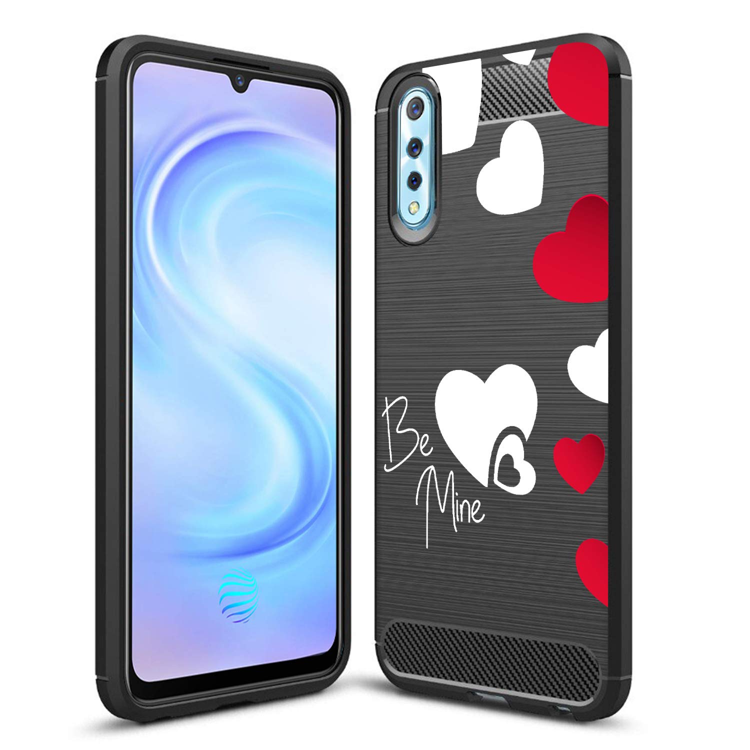 Nainz BE-Mine 360 Protection Designed Printed Soft Rugged Armor Back Case Cover for Vivo S1 -Black[Rubber]