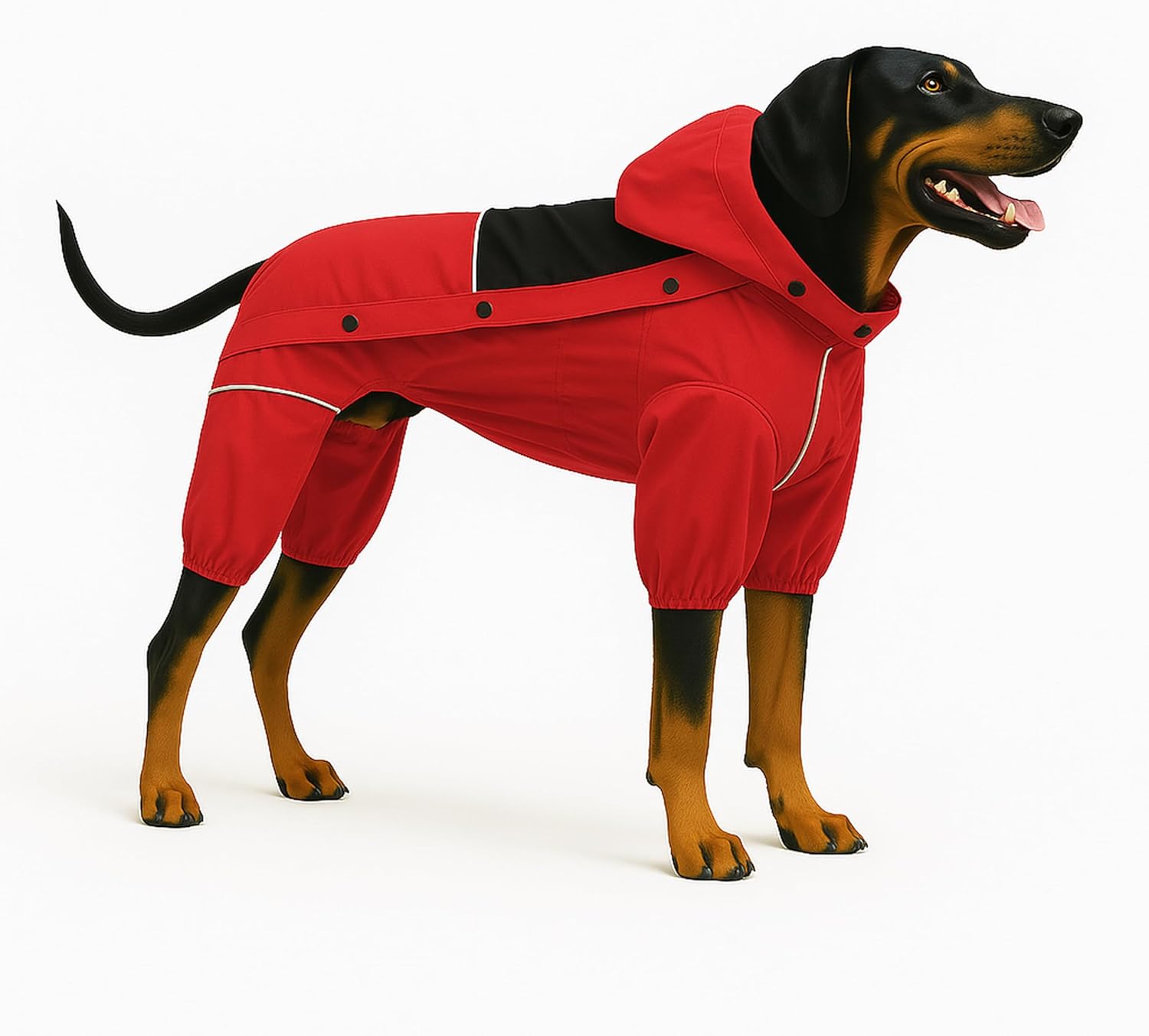 LOVELONGLONG Waterproof Dog Raincoat with Removable Hood  Outdoor Full Body Dog Jacket, Windproof Snowproof Shell Suit  All Season Pet Rain Gear Red M