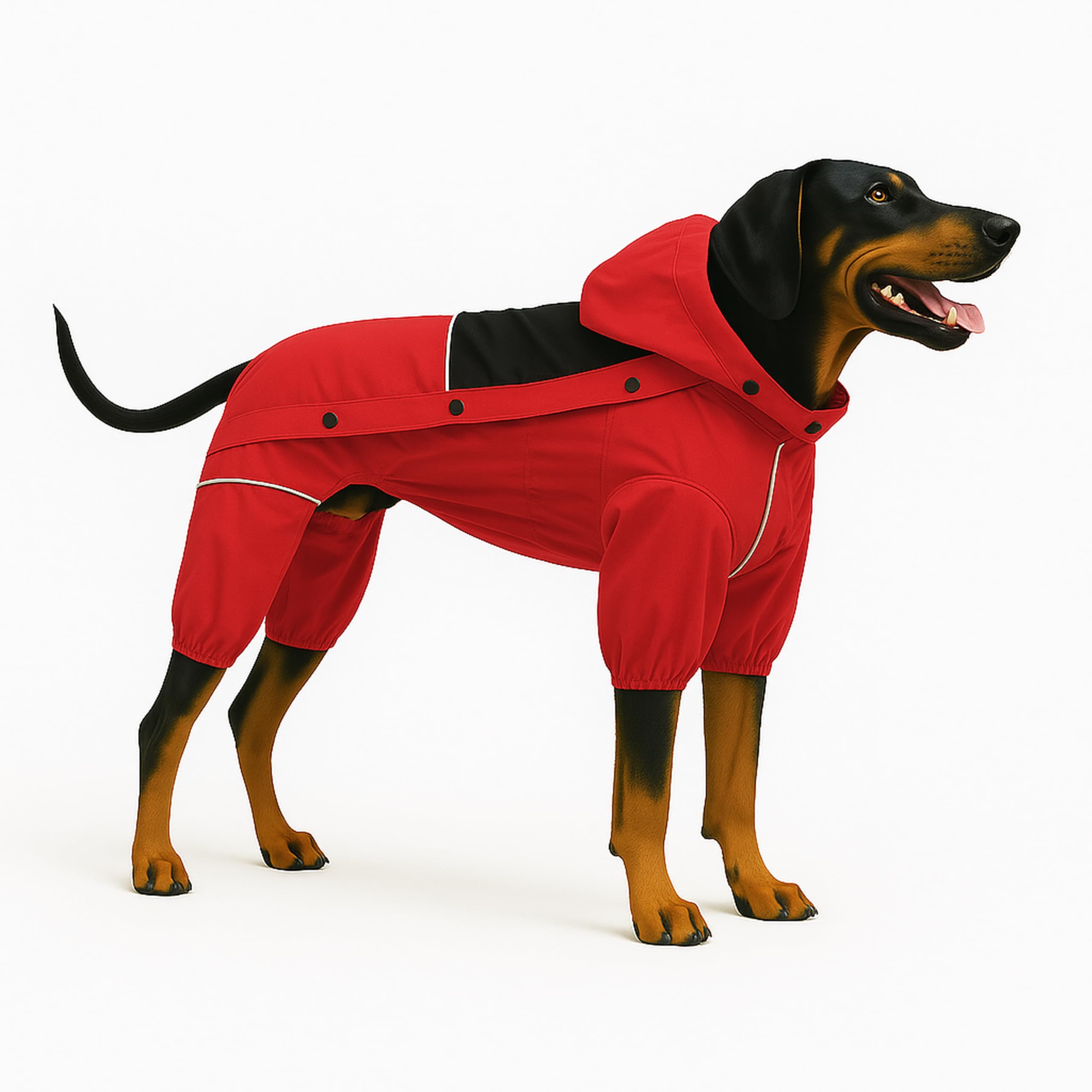 LOVELONGLONG Waterproof Dog Raincoat with Removable Hood, Outdoor Full Body Dog Jacket, Windproof Snowproof Shell Suit