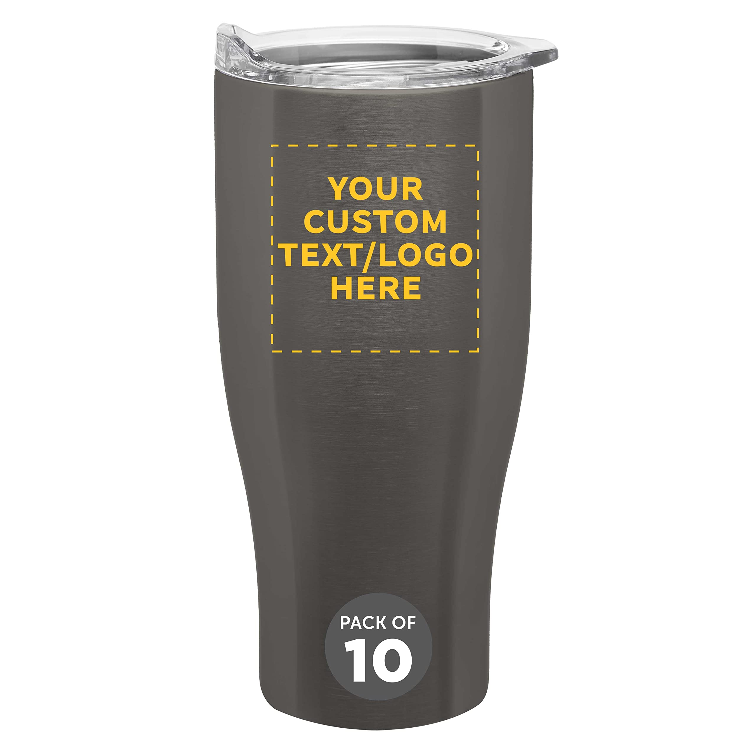 Custom Stainless Steel Grip Travel Mugs 27 oz Set of 10 Personalized Bulk Pack - Perfect for Coffee