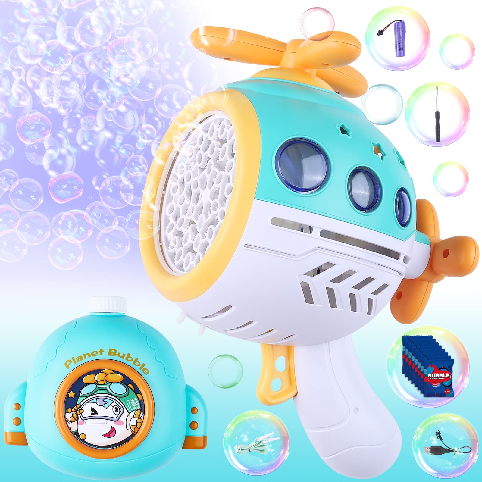Amazon | A XINAO TOYS バブルマシン バブルガン 38穴 LEDライトバック