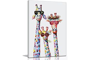 Giraffe Family Canvas Wall Art Posters for Kids