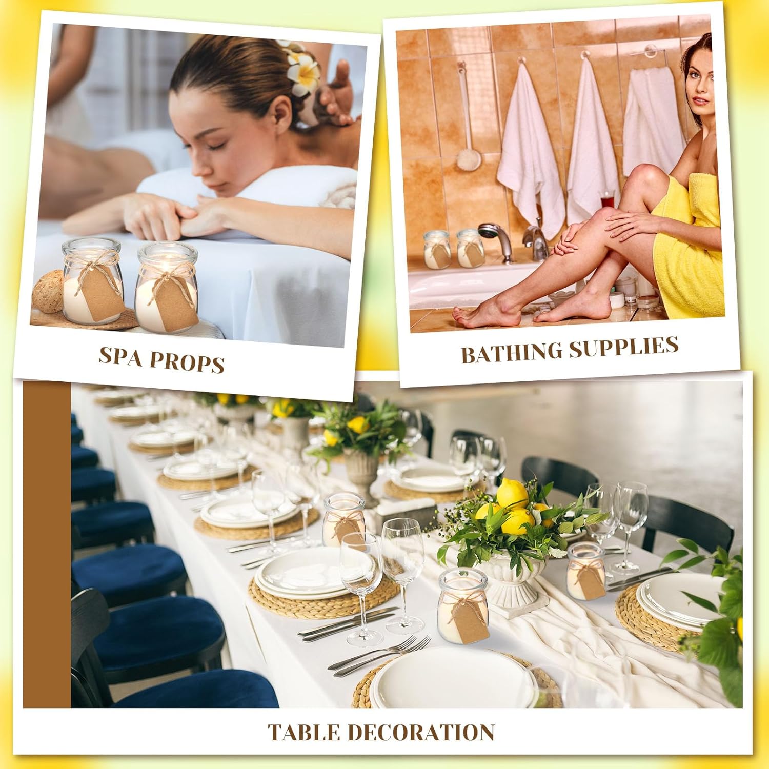 MTLEE 50 Pcs Wedding Jar Candles for Guests Wedding Candle Gift Natural Wax Candles with DIY Tag Cards for Bridesmaid Baby Shower Party Favors Home Supply Decor, Scents of Lemon