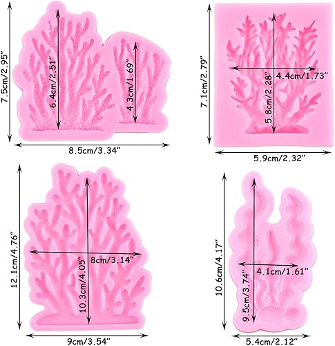 Miniatura 2 de Mujiang Moldes de silicona de algas marinas de coral, molde de fondant para decoración de pasteles, decoración de cupcakes, pasta de goma de mascar