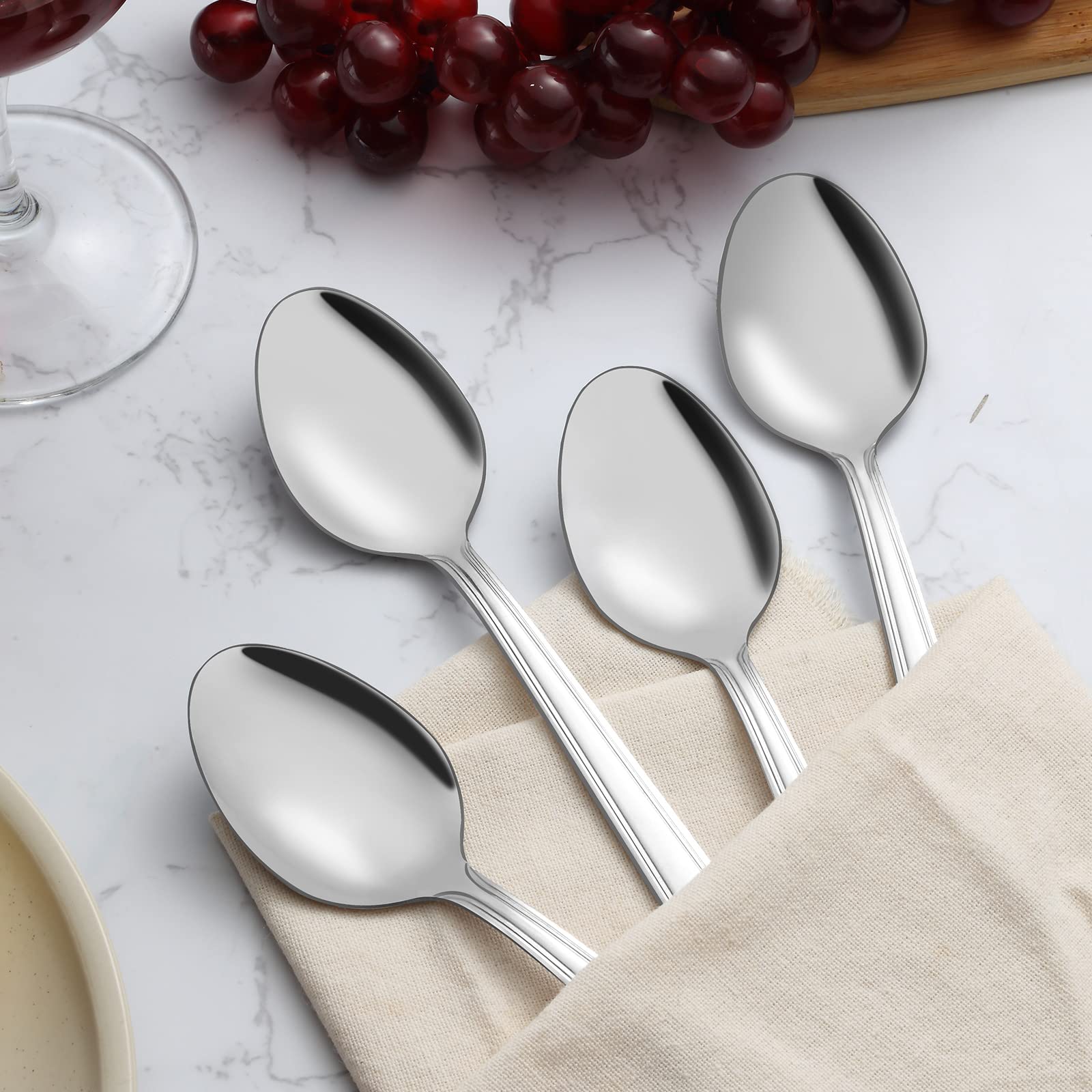 12 Cucchiai Da Zuppa In Acciaio Inox - Moderni, Lucidi, Per Casa, Ristorante, Lavastoviglie - Foto 3