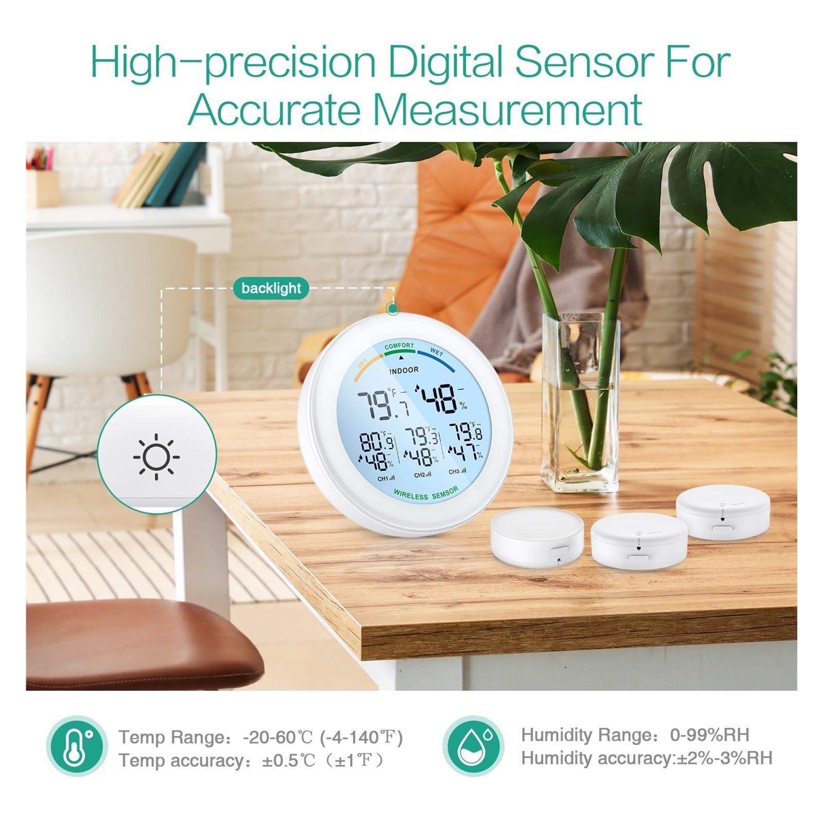 Termometro Wireless Display LCD Sensore Esterno For Interni Di Temperatura Igrometro Digitale For Preciso Veloce Monitoraggio In Tempo Reale