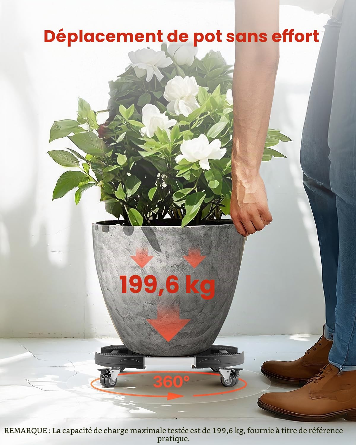 VEVOR Chariot à Poubelle Réglable 380-580 mm Socle à roulettes à Poubelles Rondes, Lot de 2, Capacité Charge 181,4 kg, avec 4 Roues Pivotantes Verrouillables, Chariot Plantes Multifonctionnel Robuste