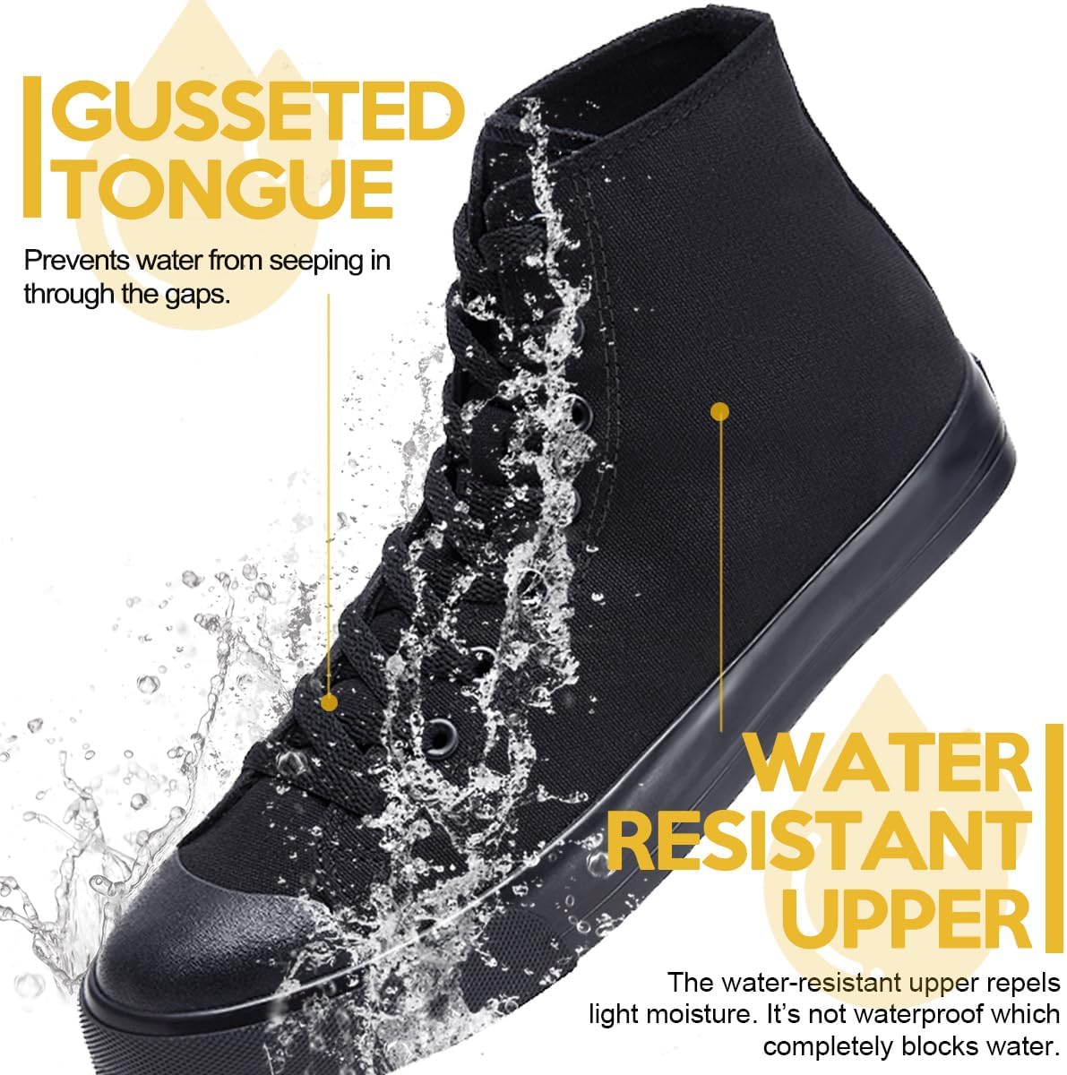 Non-Slip Work Shoes for Men & Women, Unisex Oil & Water Slip-Resistant Sneakers for Food Service, Black High Top Restaurant Server Boots, Comfortable Casual Stain Resistant Chef Kitchen Shoes - Image 4